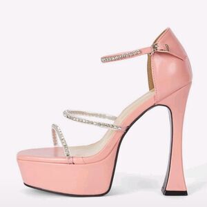 Rhinestone Sparkle Pink Strappy Platform Heels